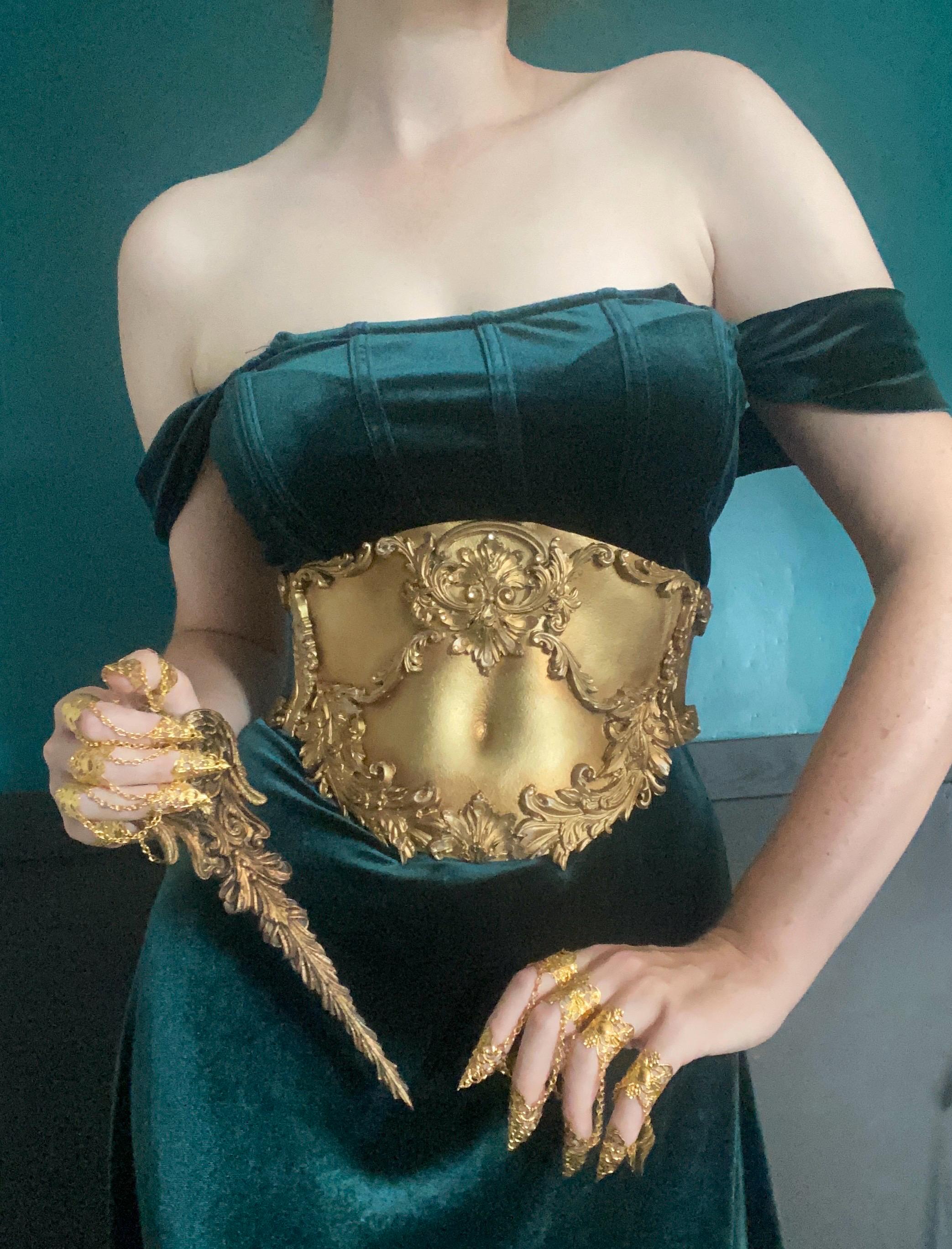 MADE TO ORDER - Gothic Waist Corset Belt in Gold