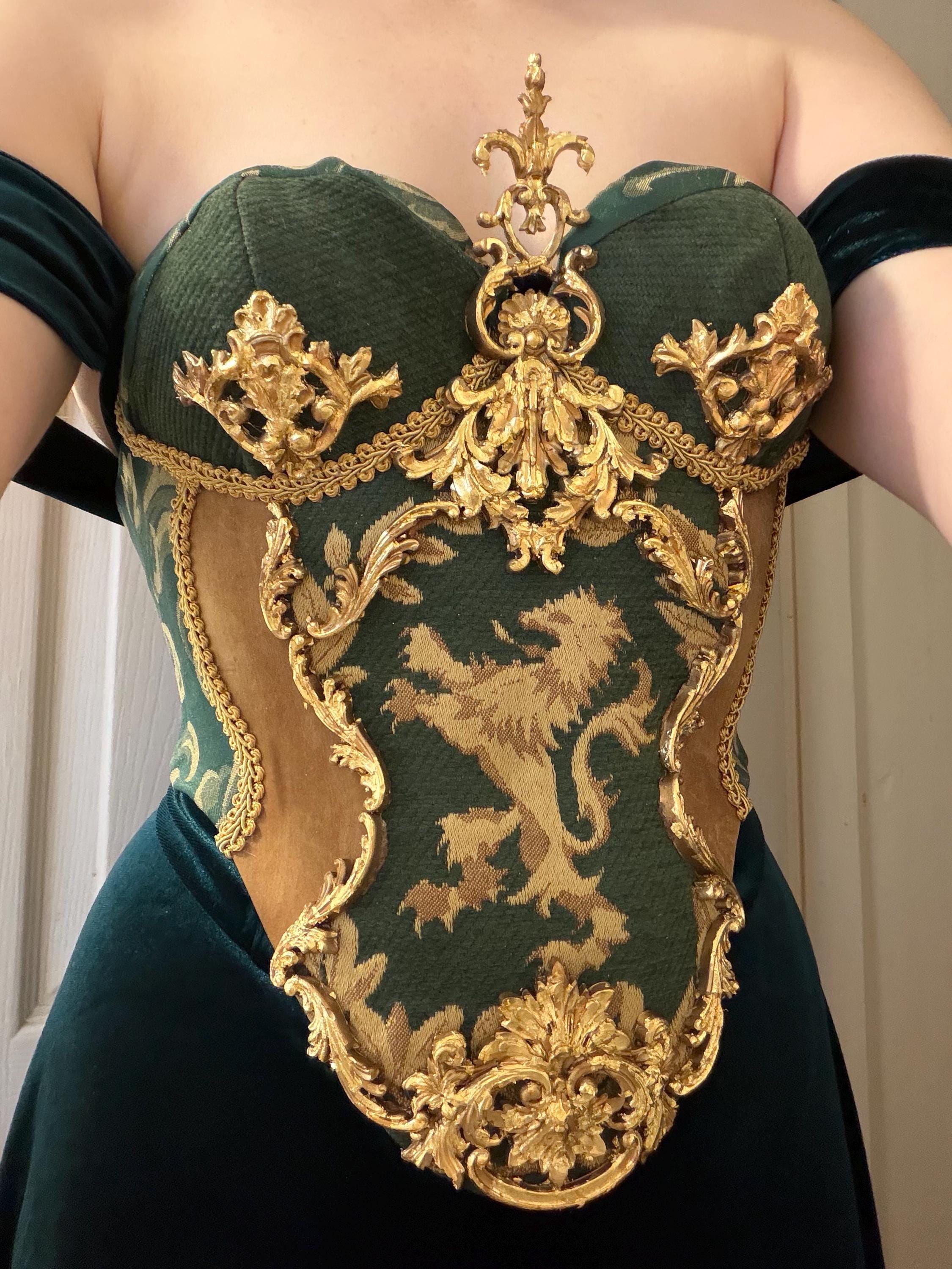 MADE TO ORDER - Limited Edition Gold Lion Full Medieval Gothic Armoured Corset
