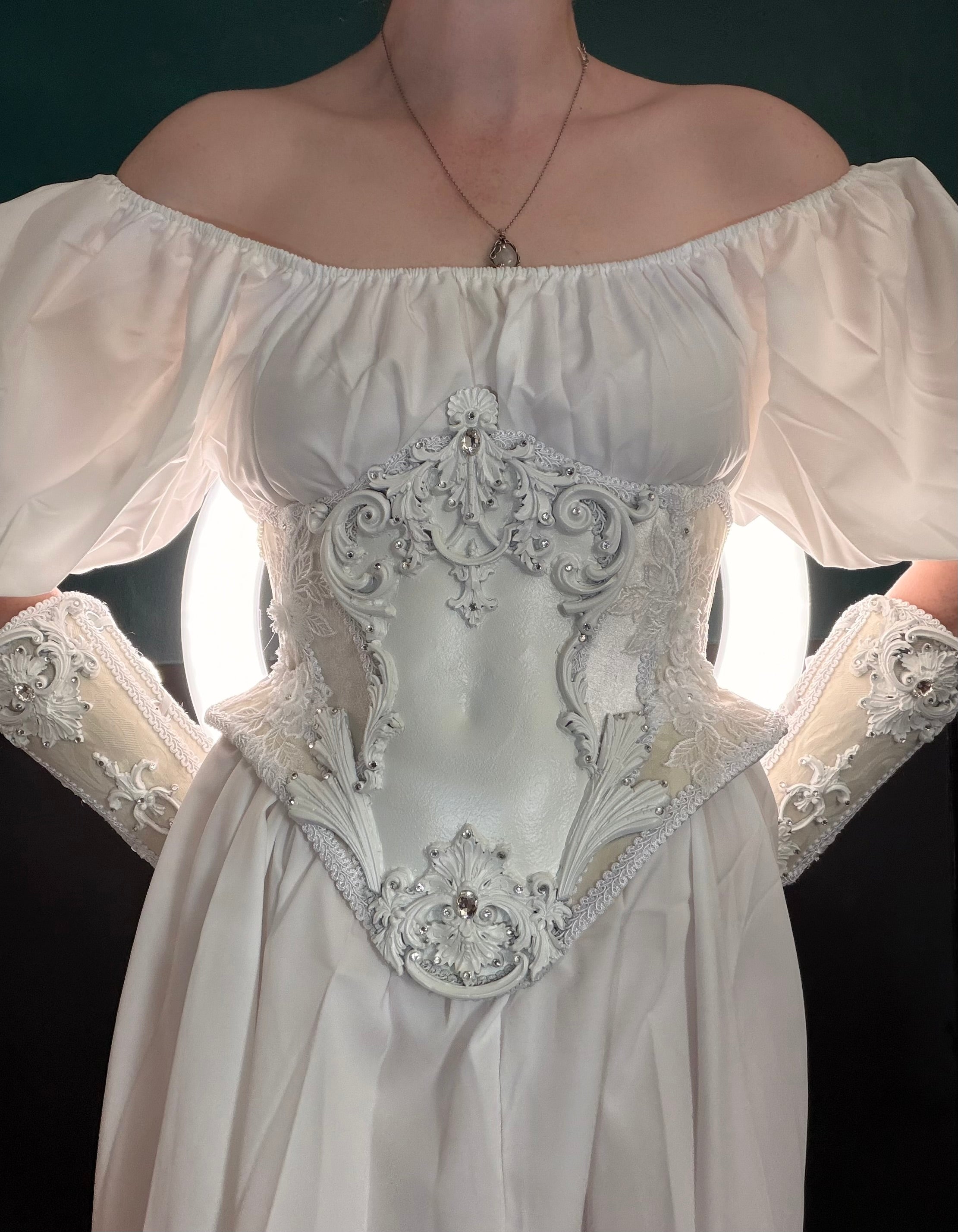 MADE TO ORDER - White Gothic Underbust Armoured Corset