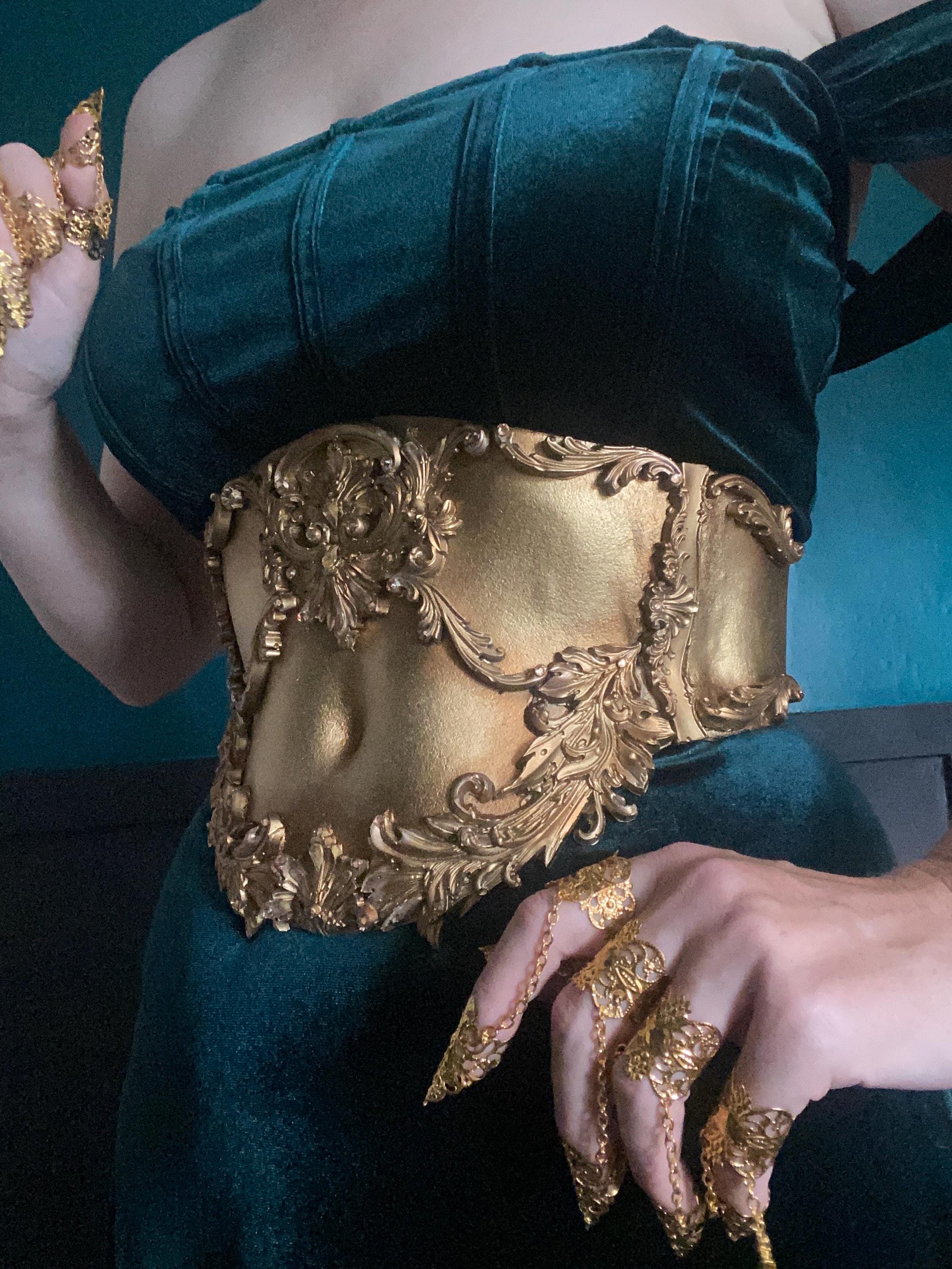 MADE TO ORDER - Gothic Waist Corset Belt in Gold