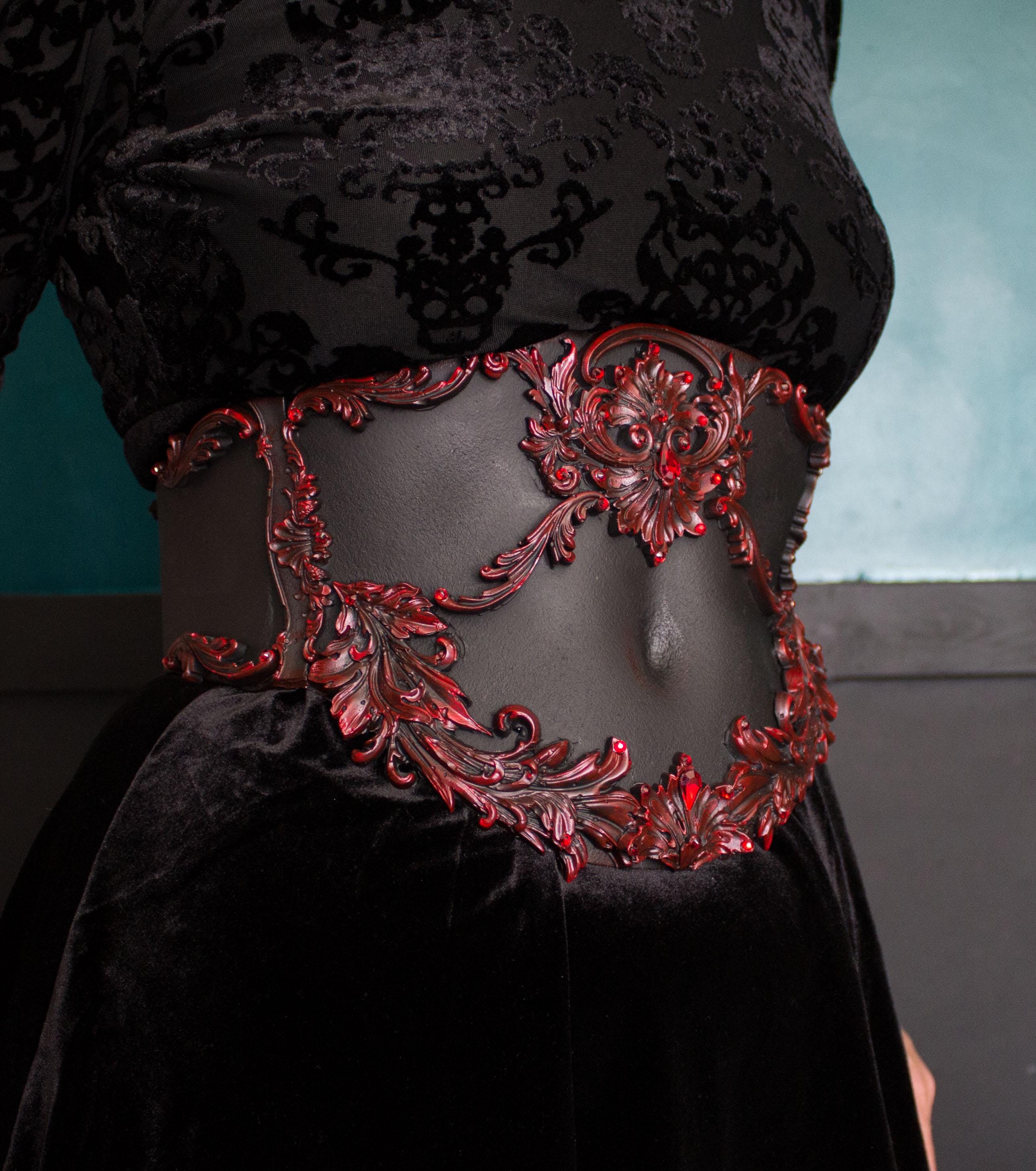 MADE TO ORDER - Gothic Waist Corset Belt in Red