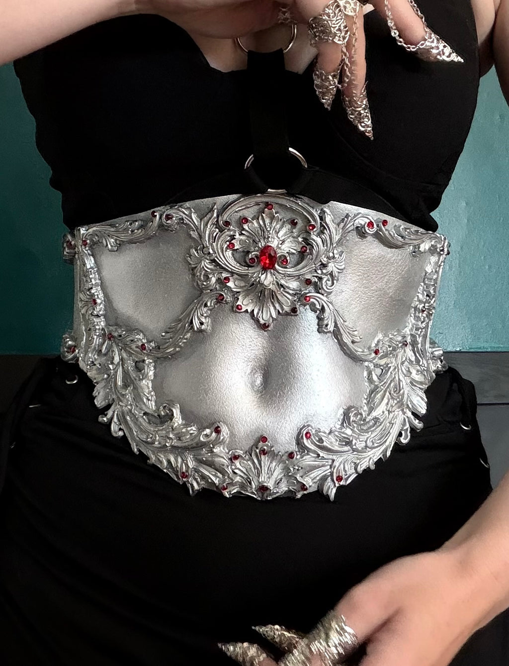 MADE TO ORDER - Gothic Waist Corset Belt in Silver