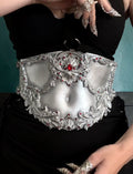 MADE TO ORDER - Gothic Waist Corset Belt in Silver