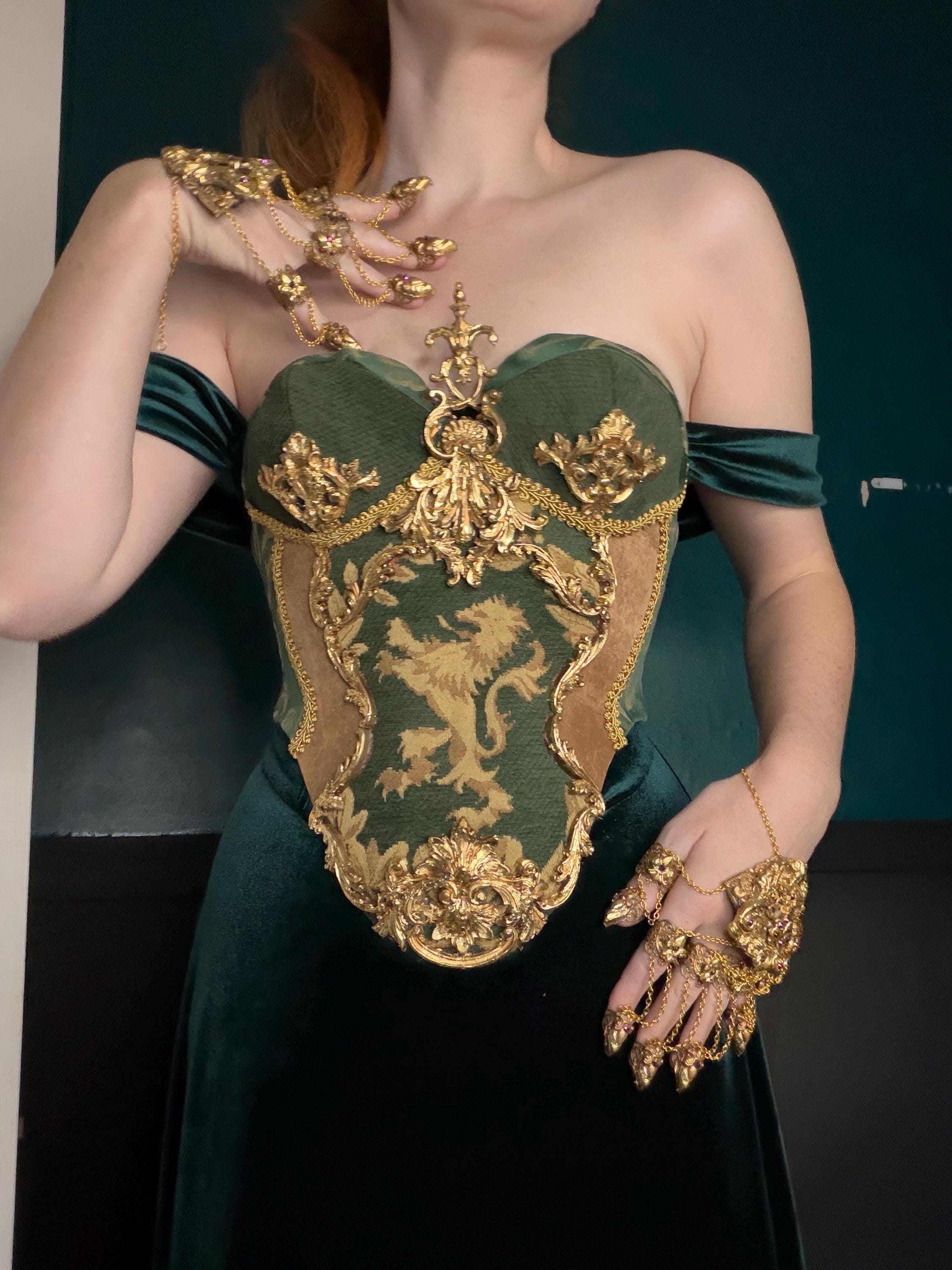 MADE TO ORDER - Limited Edition Gold Lion Full Medieval Gothic Armoured Corset