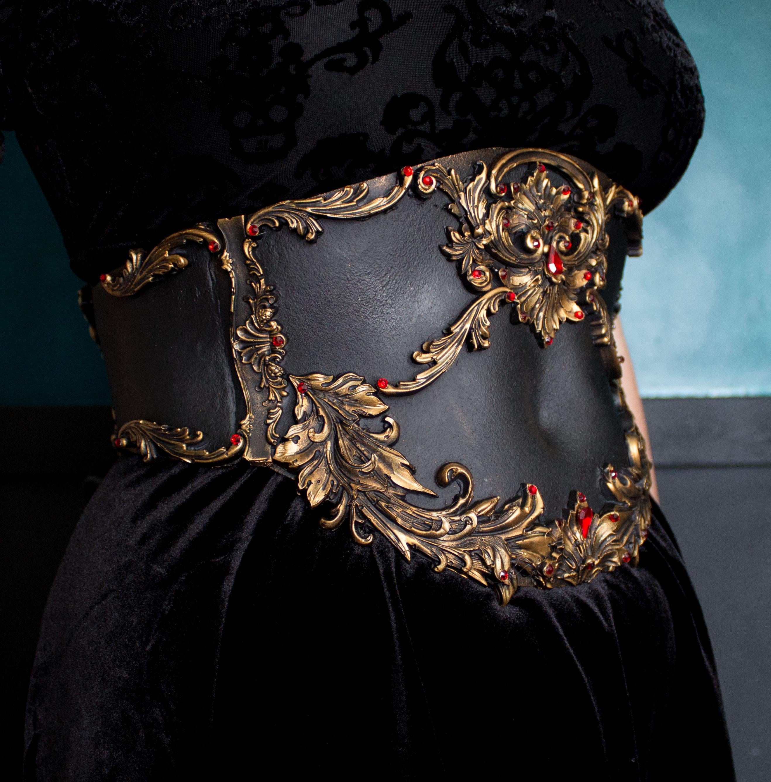 MADE TO ORDER - Gothic Waist Corset Belt in Gold