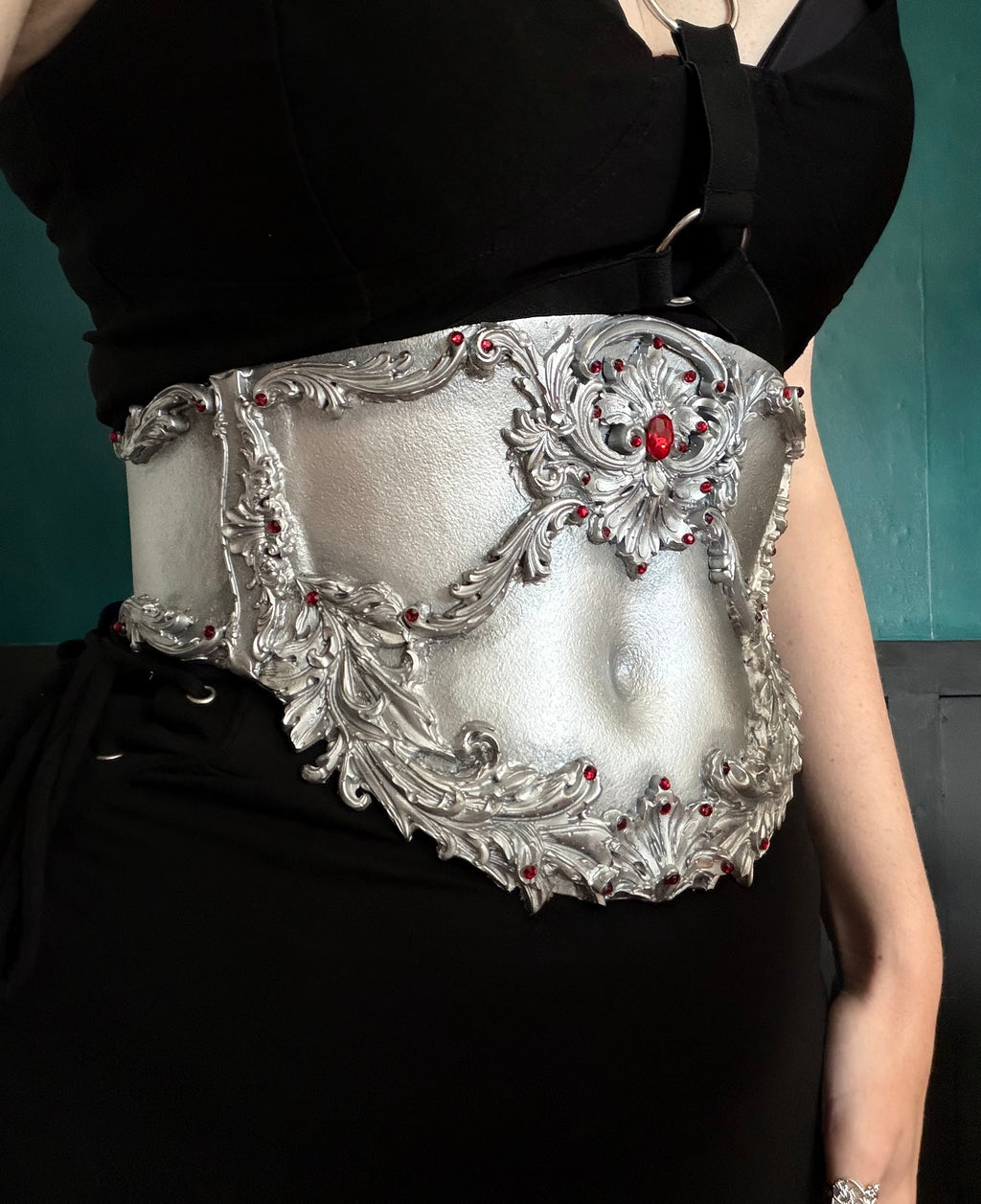 MADE TO ORDER - Gothic Waist Corset Belt in Silver