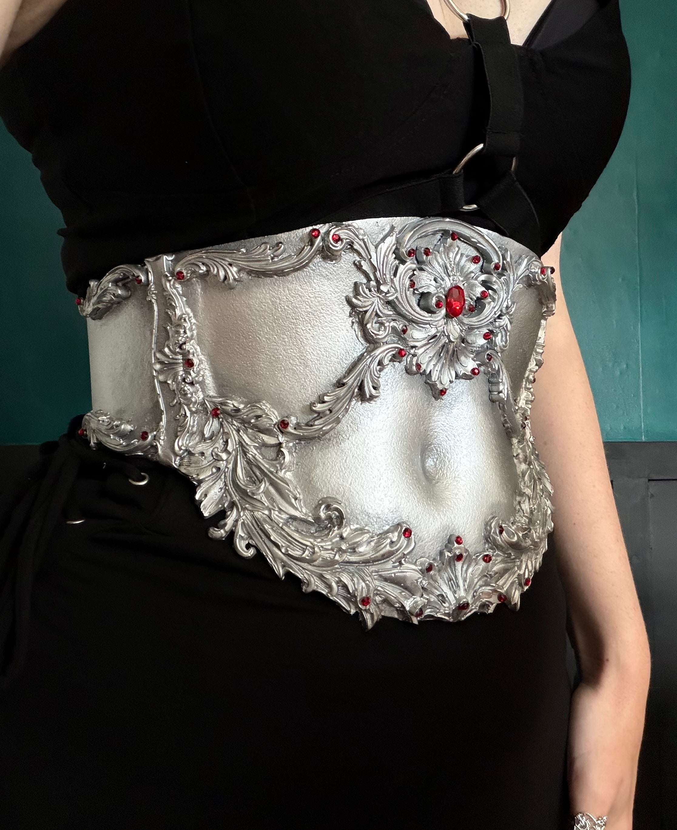 MADE TO ORDER - Gothic Waist Corset Belt in Silver