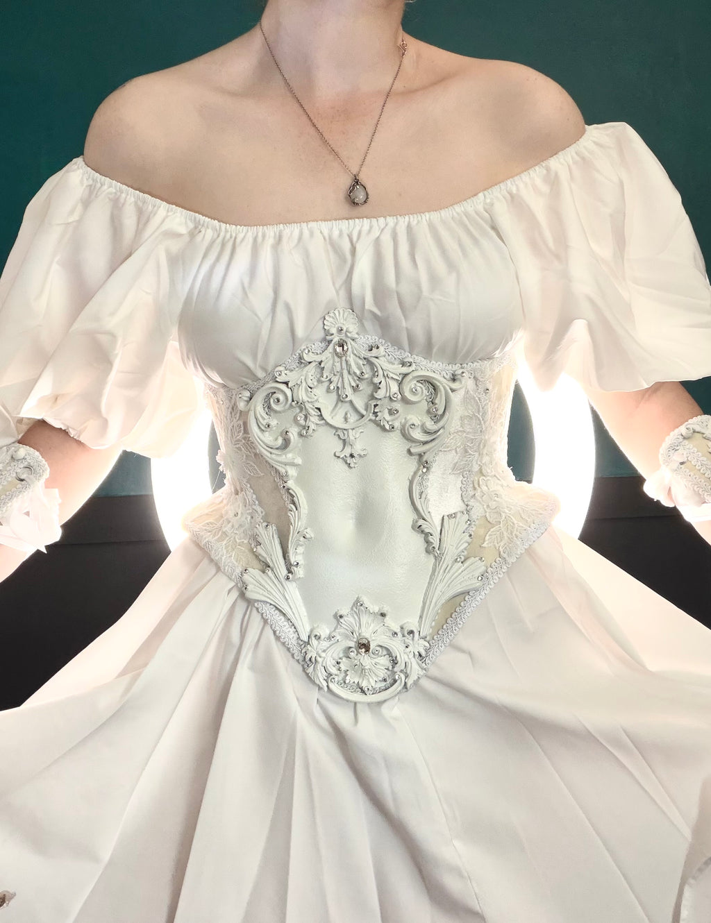 MADE TO ORDER - White Gothic Underbust Armoured Corset