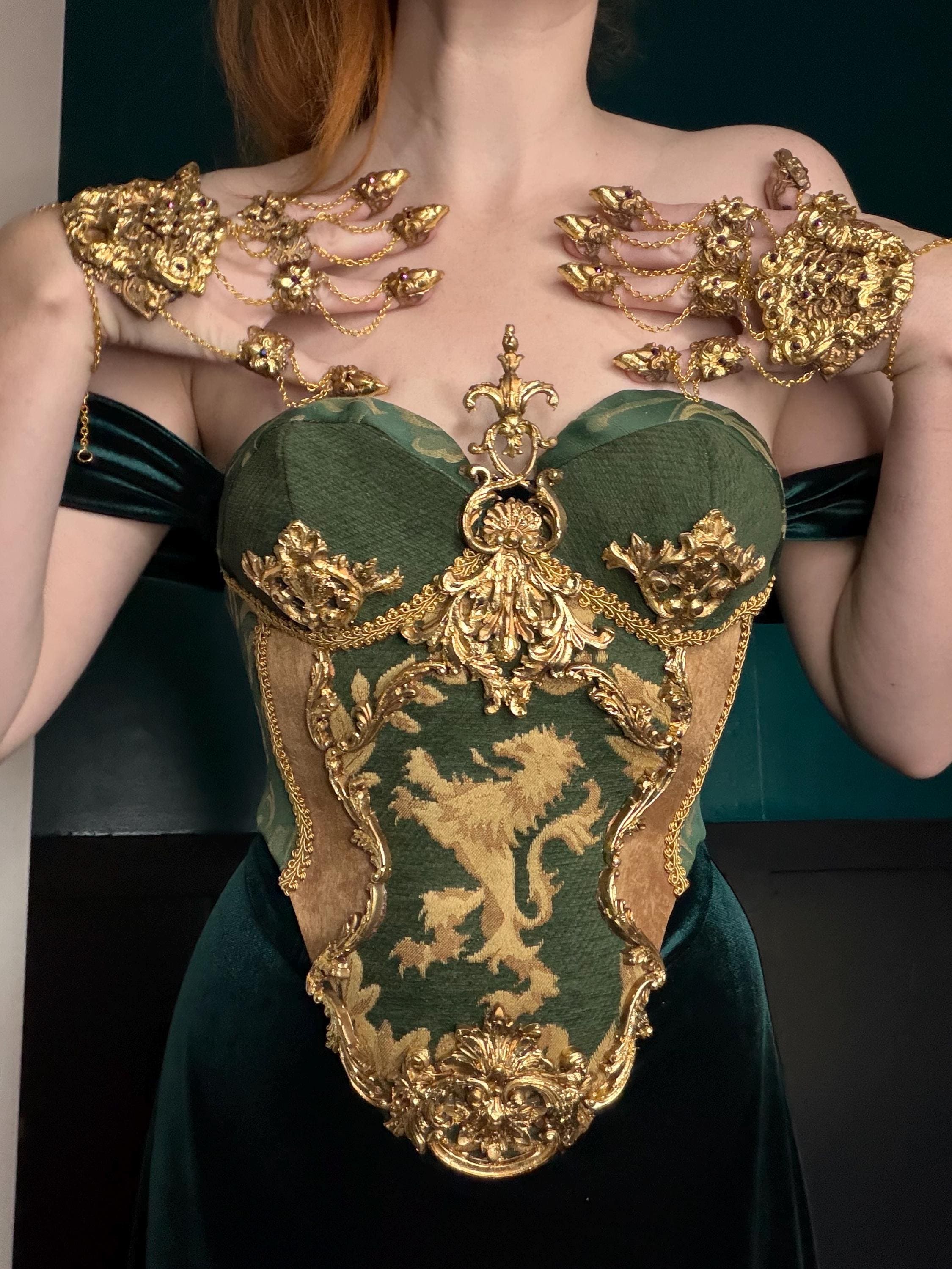 MADE TO ORDER - Limited Edition Gold Lion Full Medieval Gothic Armoured Corset