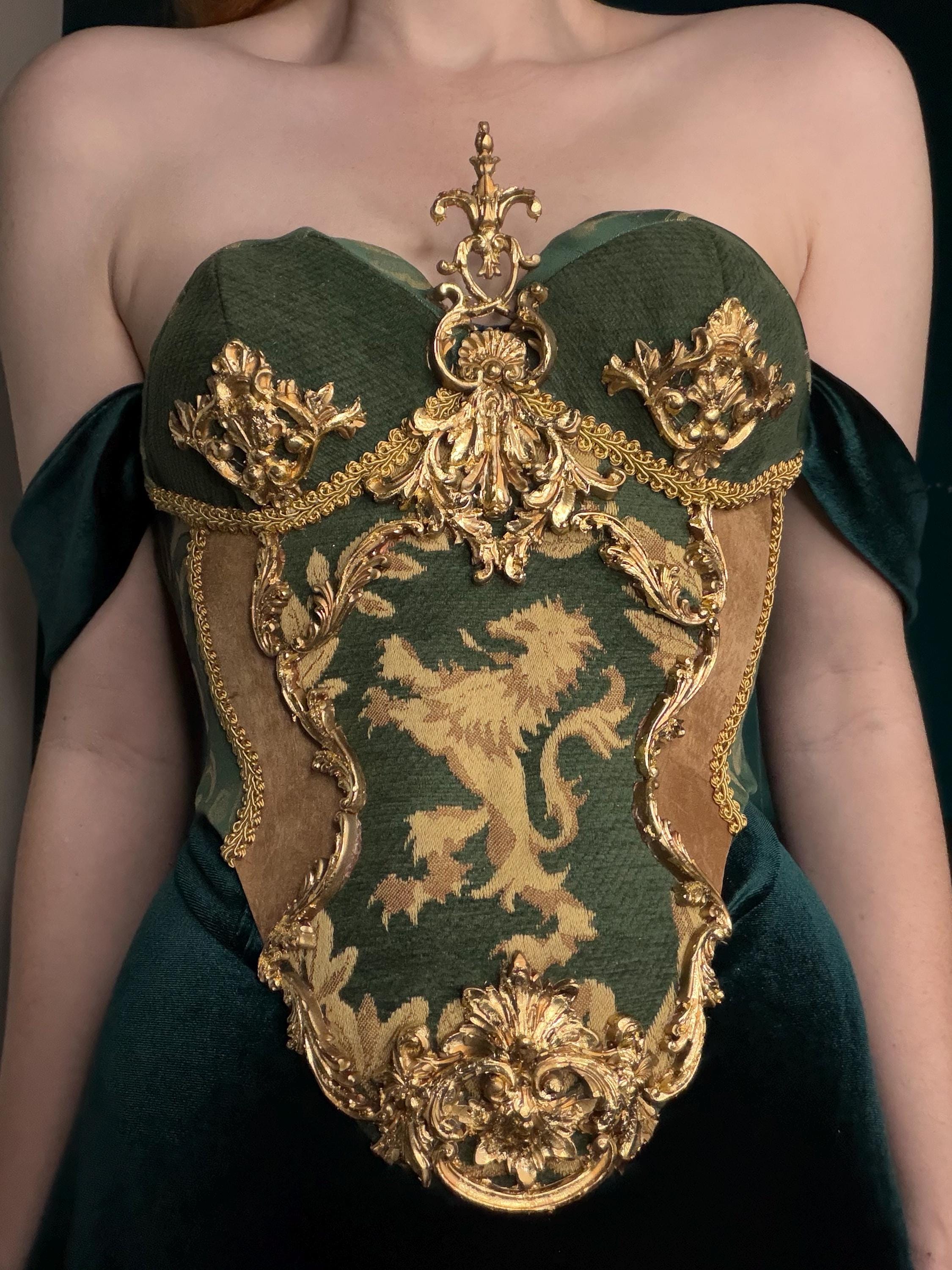 MADE TO ORDER - Limited Edition Gold Lion Full Medieval Gothic Armoured Corset