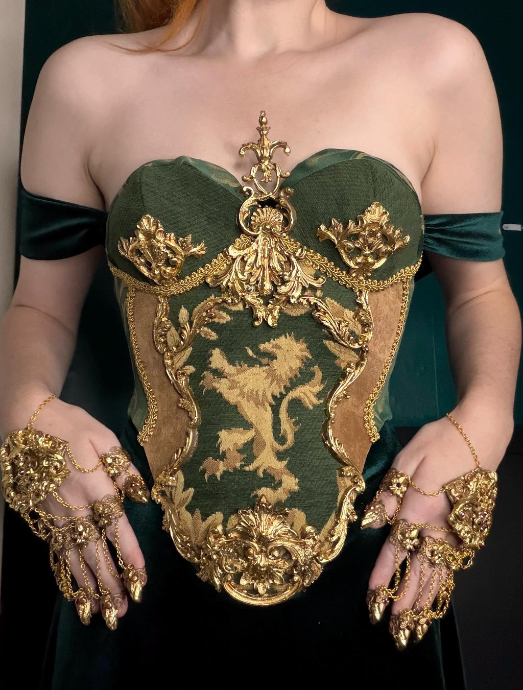 MADE TO ORDER - Limited Edition Gold Lion Full Medieval Gothic Armoured Corset