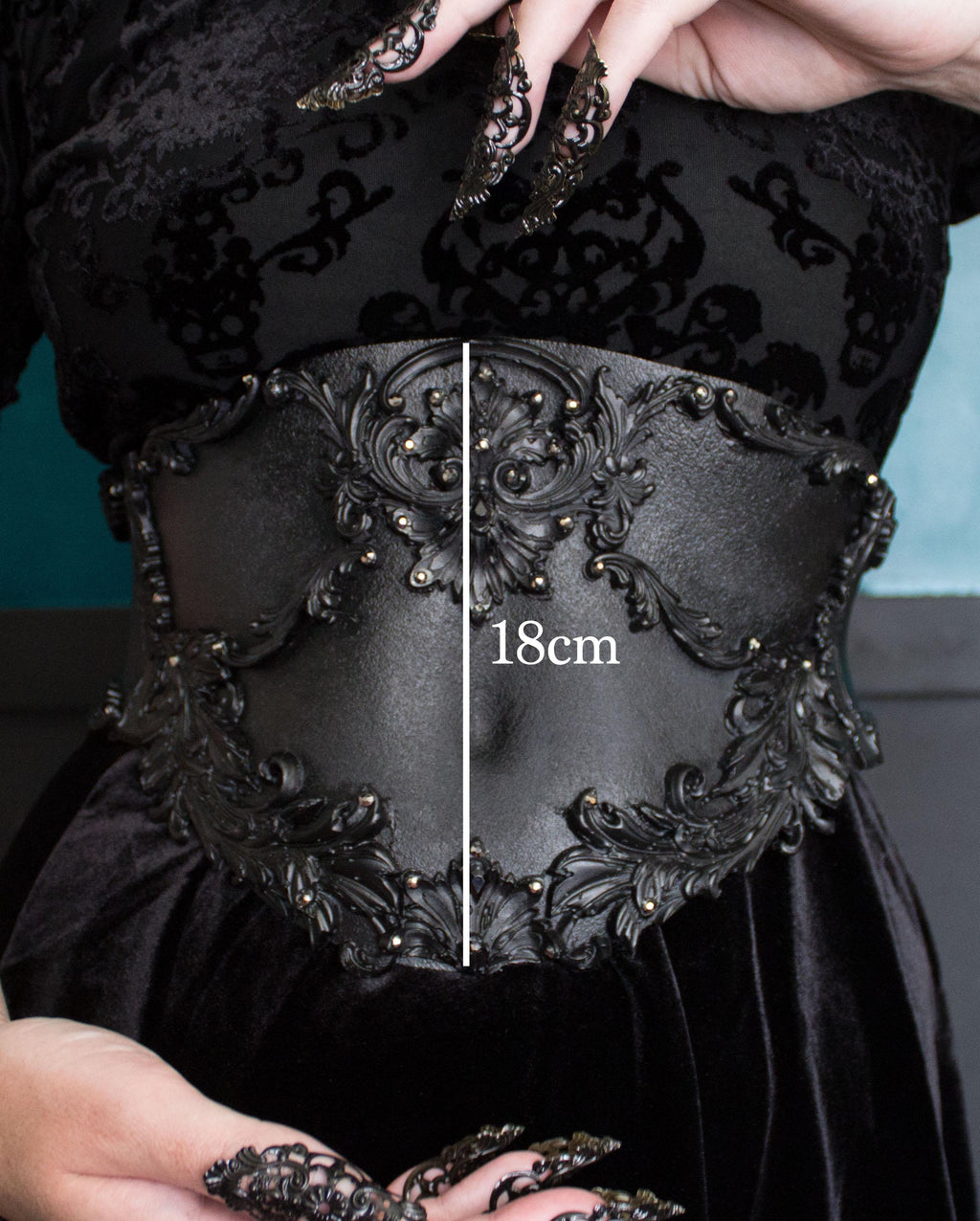 MADE TO ORDER - Gothic Waist Corset Belt in Black and Silver