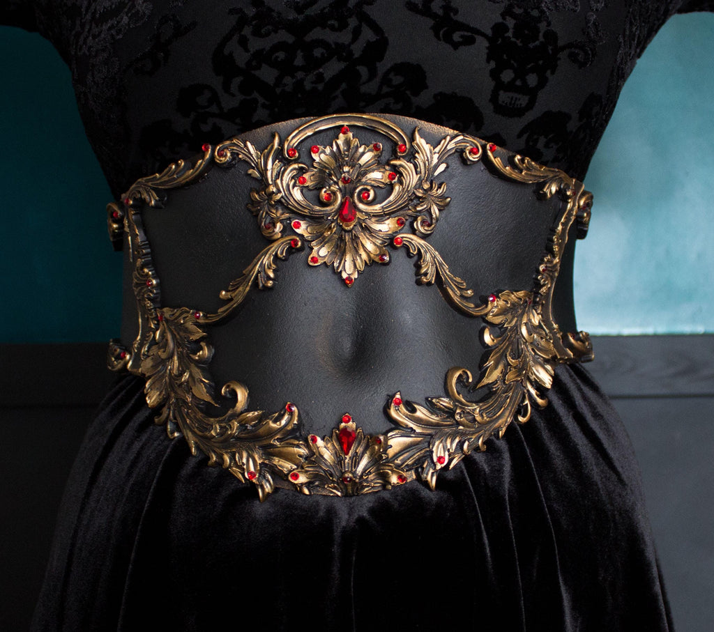 MADE TO ORDER - Gothic Waist Corset Belt in Gold