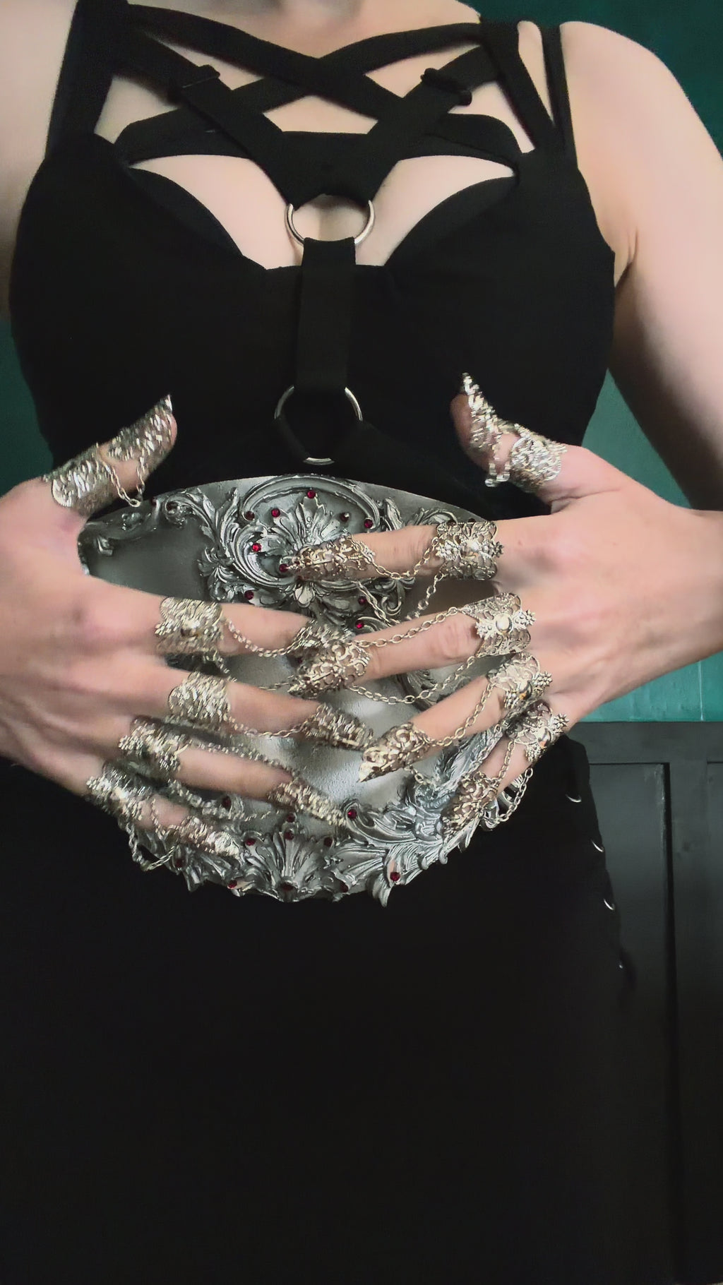 MADE TO ORDER - Gothic Waist Corset Belt in Silver