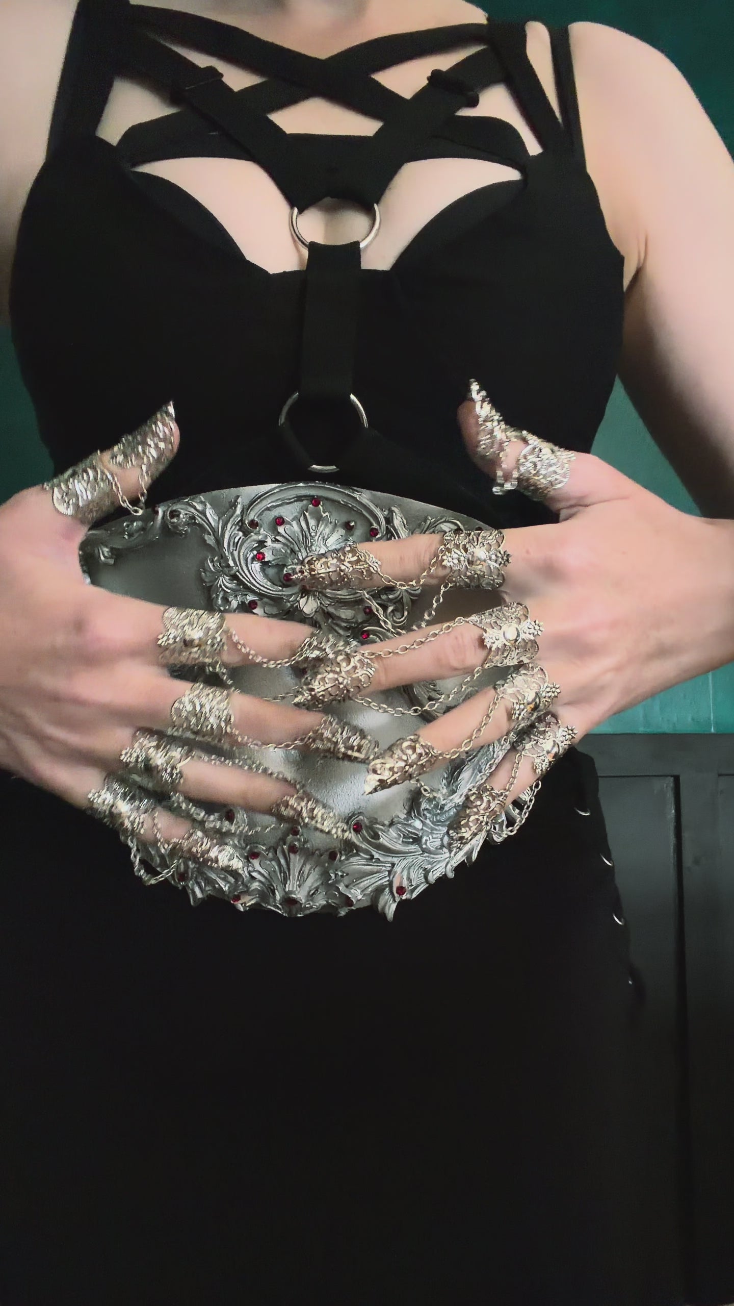 MADE TO ORDER - Gothic Waist Corset Belt in Silver