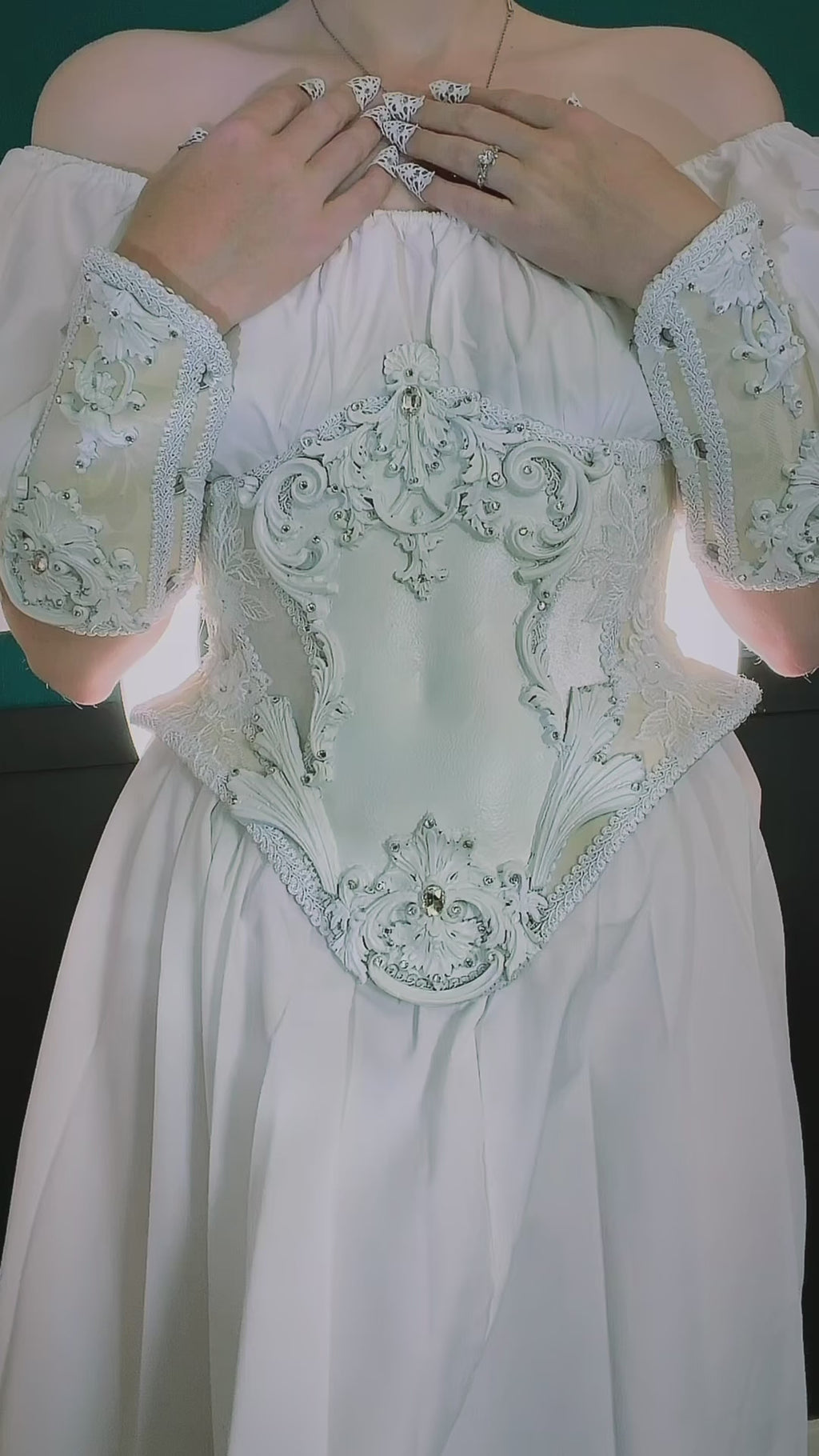 MADE TO ORDER - White Gothic Underbust Armoured Corset